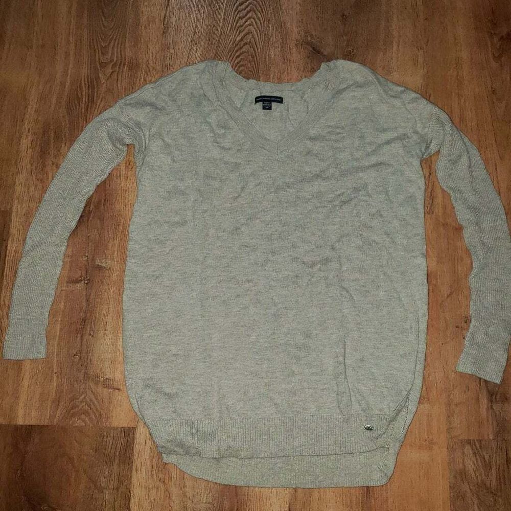 Grey American Eagle Tan Long Sleeve Shirt XS #038